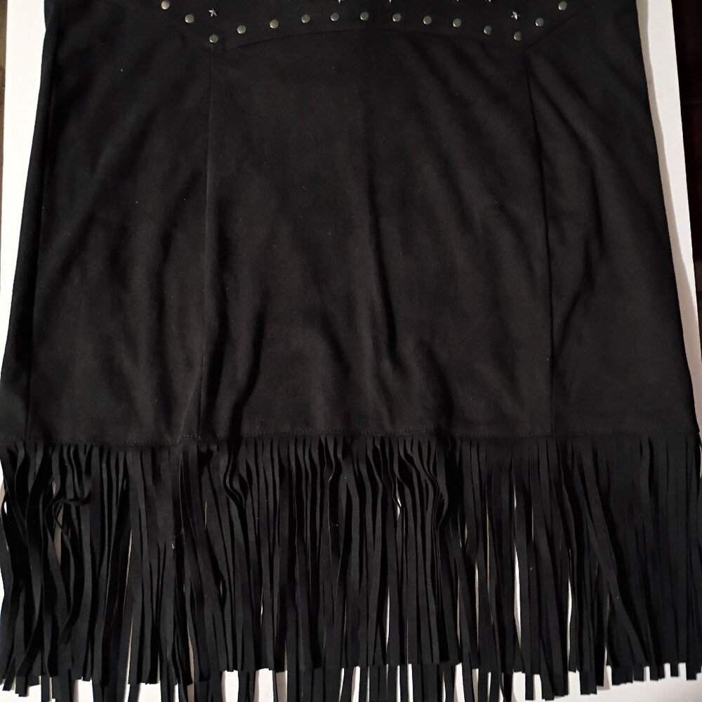 New Bootbarn Idyllwind fringe western skirt size large suede feel black